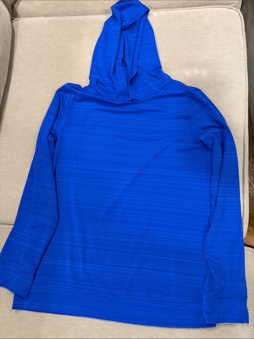 Lands' End Women's Cobalt Blue Hooded Long-Sleeve Pullover L 10-12